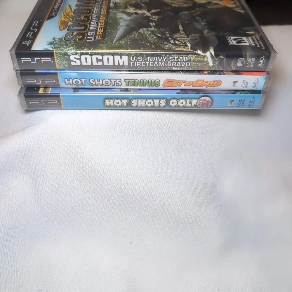 3x NIB PSP: Hot Shots Golf, Tennis, SOCOM U.S. Navy SEALs Fireteam Bravo SEALED